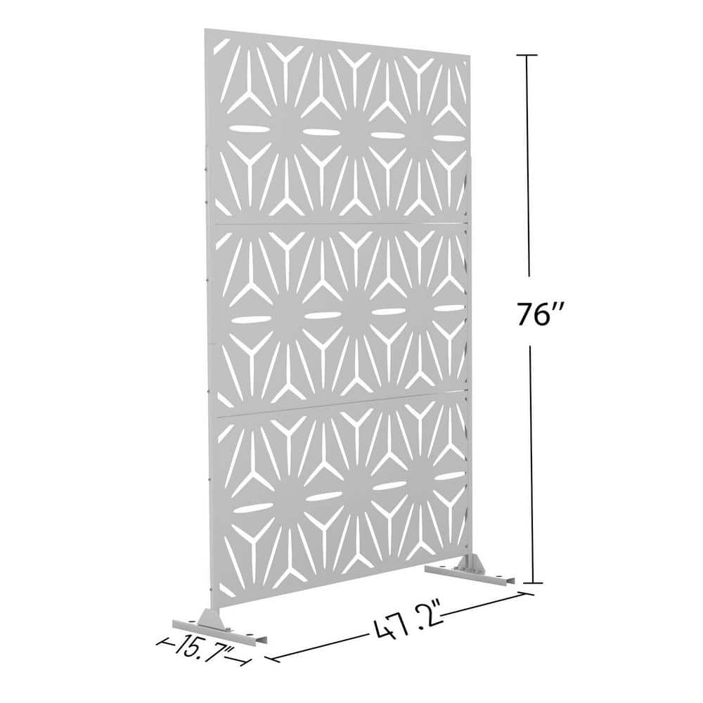 65 Ft H X 4 Ft W Laser Cut Metal Privacy Screen In White 24 In X 48