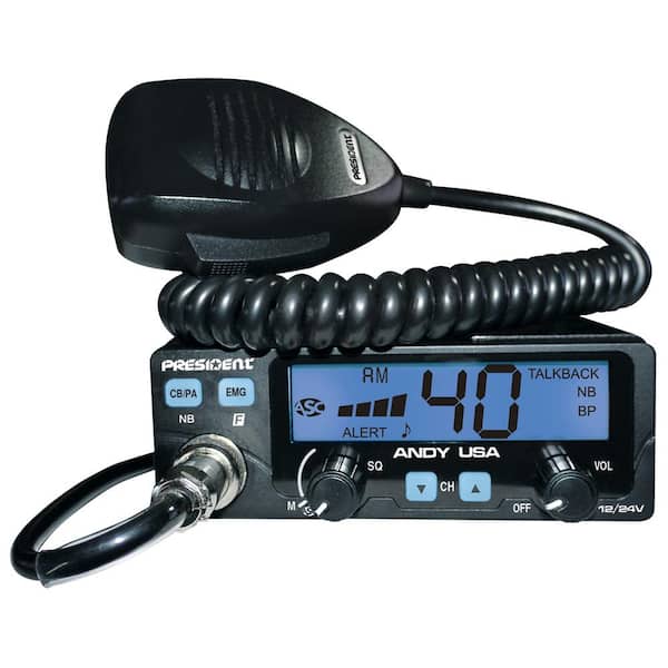 President Electronics 12-Volt/24-Volt CB Radio with 7-Color LCD Display