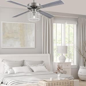 Gretta 52 in. Nickel Cage Industrial-Style Ceiling Fan with Light