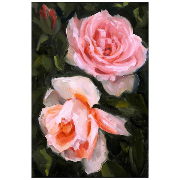 "Ethereal Roses II" Multi-color Free Floating Reverse Unframed Printed Tempered Art Glass Wall Art 48 in. x 32 in.