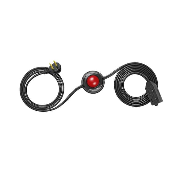 12 ft. 16/2C Indoor Extension Cord with 2-Prong 3 Outlets and ON/Off Foot Switch, Angled Flat Plug, Black