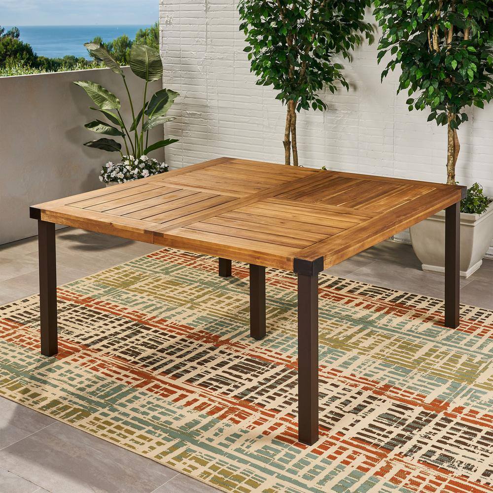Lankershim 30 in. Teak Brown Square Wood Patio Outdoor Dining Table