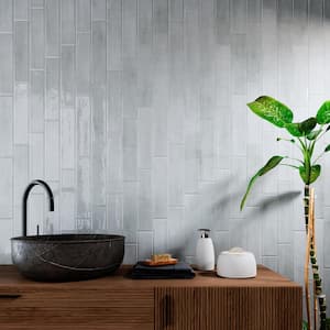 Cyra Grey 2.95 in. x 11.81 in. Polished Ceramic Subway Wall Tile (10.76 sq. ft./Case)