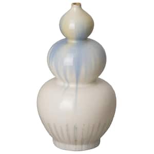 19 in. Falling Rain Ceramic Triple Gourd Vase