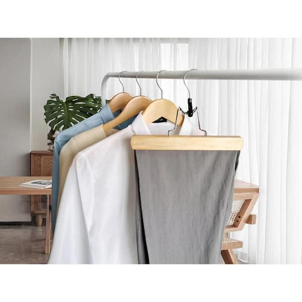 J&V TEXTILES Wood Pant Hangers (6-Pack) 9-6173-N - The Home Depot