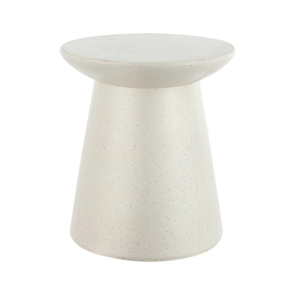 JONATHAN Y Hollie 18 in. Minimalist Modern Drum Accent Table Pedestal, Cream Terrazzo Finish
