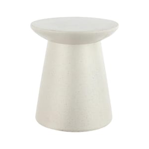 Hollie 18 in. Minimalist Modern Drum Accent Table Pedestal, Cream Terrazzo Finish