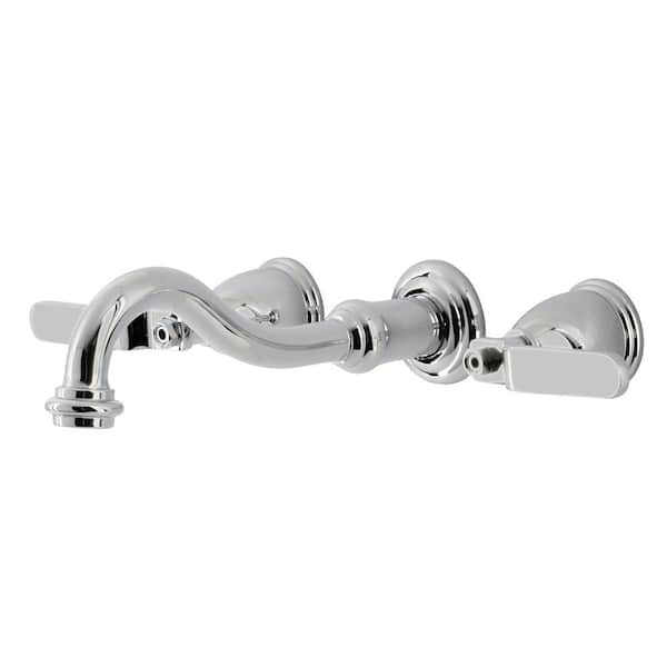 Kingston Brass Whitaker 2-Handle Wall Mount Tub Faucet in Polished Chrome (Valve Included)