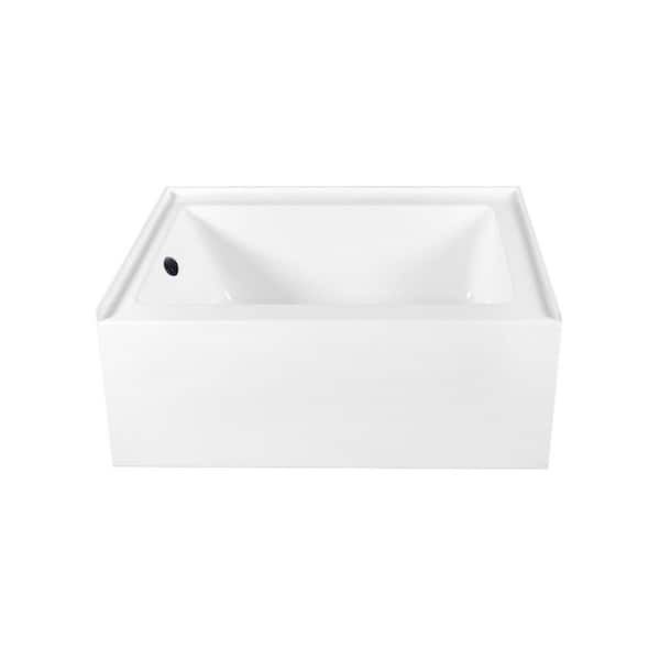 Kingston Brass Aqua Eden 60 in. x 32 in. Acrylic Rectangular Alcove Soaking Bathtub with Left Drain in Glossy White/Matte Black