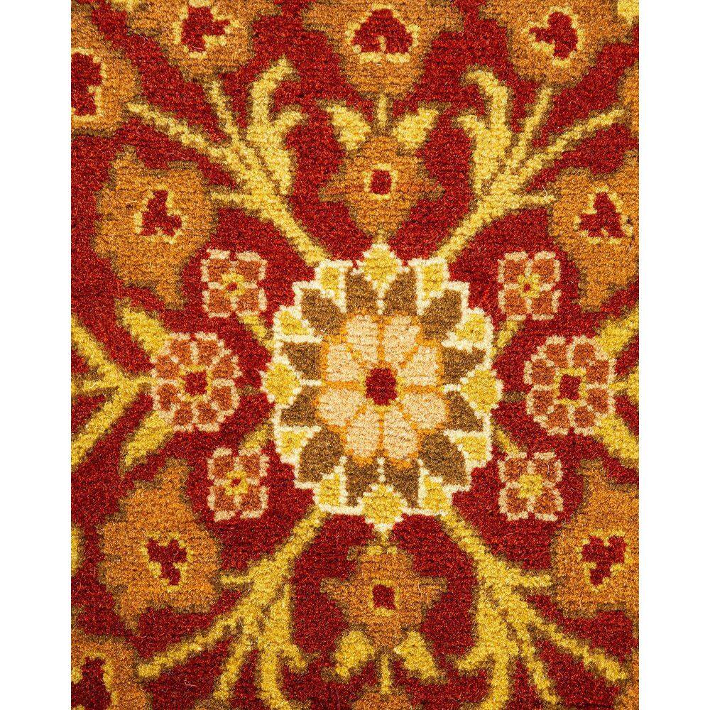Elegant Hand-Knotted Red Wool Oriental Oval Rug, 91" x 61"