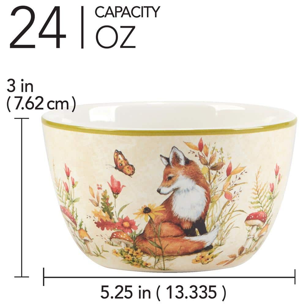Woodland Critters Ceramic 24oz Ice Cream Dessert Bowls Set