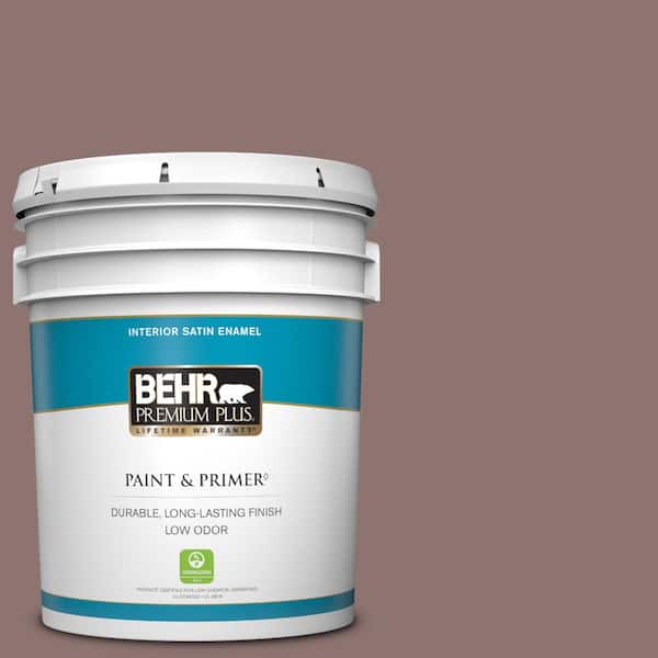 BEHR PREMIUM PLUS 5 gal. #720B-5 Bitter Briar Satin Enamel Low Odor Interior Paint & Primer
