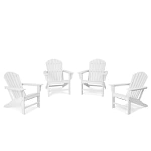 White 4-Piece Plastic Patio Conversation Set (4-Piece Adirondack Chair)