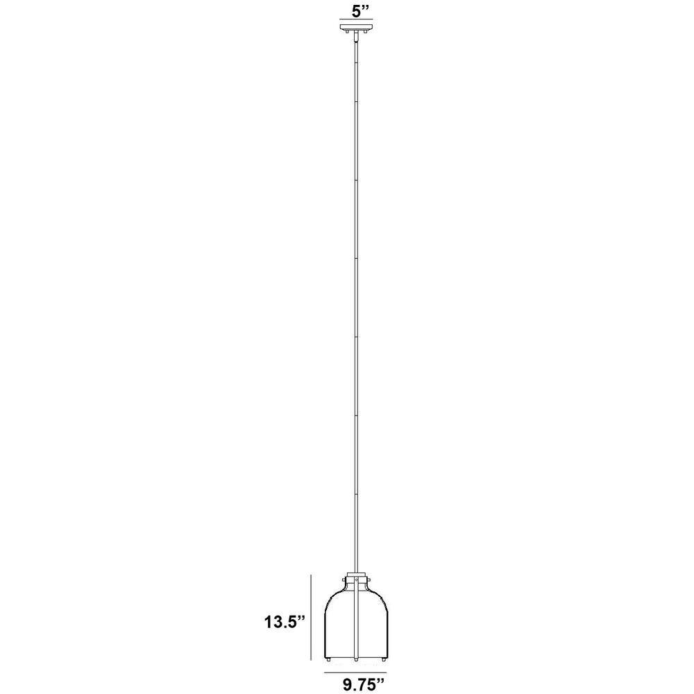 Matte Black Glass 1-Light Chandelier with Nickel Accents