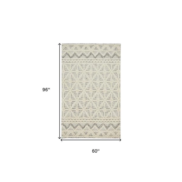 2 ft. x 8 ft. Ivory, Black Geometric Area Rug