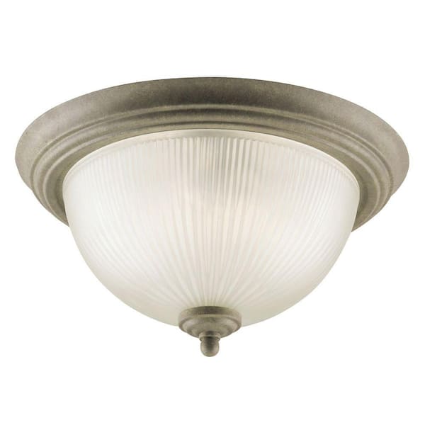 Westinghouse 2-Light Cobblestone Interior Ceiling Flush Mount with Frosted Ribbed Glass