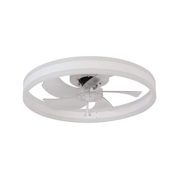 Basdien 20 In. Indoor Modern White Dimmable Ceiling Fan with Integrrated Led Light and Remote Low Profile Ceiling Light