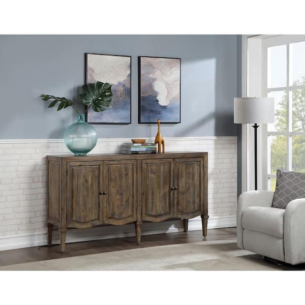 Coast To Coast Accents Camelia Textured Brown  in. 4-Door Credenza  60282 - The Home Depot