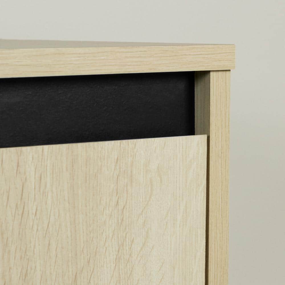 Bleached Oak Scandinavian TV Stand with Cabinet and Shelves