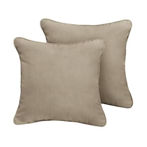 Sunbrella Canvas Taupe Outdoor Corded Throw Pillows (2-Pack)