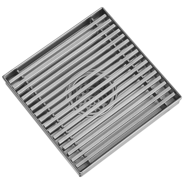 6 in. Stainless Steel Square Shower Drain with Removable Quadrato Pattern Grate in Brushed Nickel
