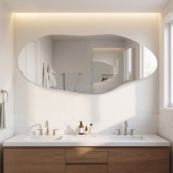 Clear 39 in. W x 71 in. H Novelty/Specialty Shaped Mirror Frameless Full Length Mirror Wall Mirror
