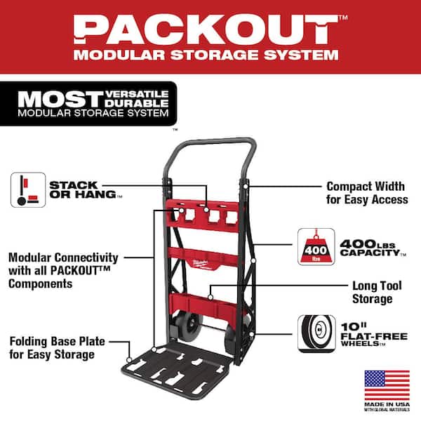 PACKOUT 20 in. 2-Wheel Utility Cart & M18 FUEL PACKOUT 18-Volt Lithium-Ion Cordless 2.5 Gal. Wet/Dry Vacuum (Tool-Only)