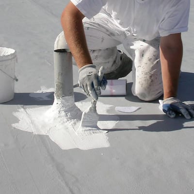 Roof Mate Acrylic Flashing 2 Gal. Light Gray Liquid Wet Patch Elastomeric Sealant for Roof Repairs