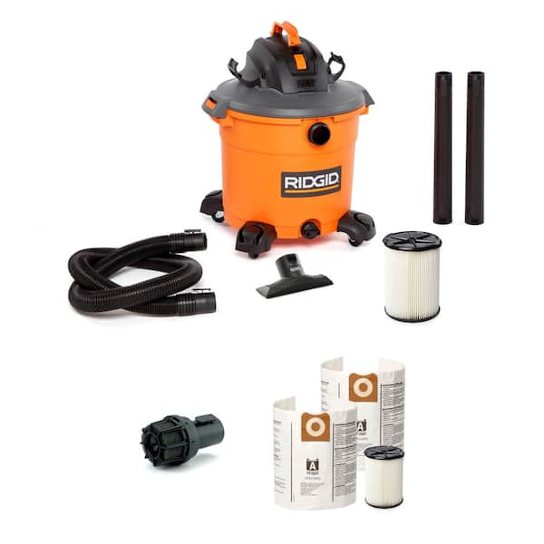 16 Gal. 5.0 Peak HP NXT Shop Vacuum HD1640 Wet Dry Vac with General Debris Filters, Dust Bags, Diffuser, Accessories