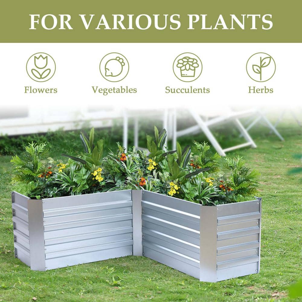 L-Shaped Galvanized Steel Raised Garden Bed - 47.8" x 20.5"