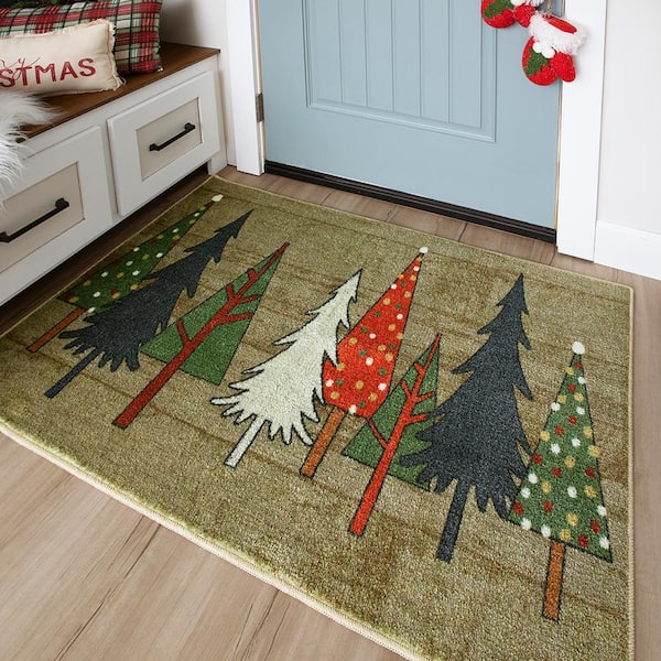 03C Snowflakes Stars Floor Mat, Vinyl Carpet, Christmas Floor