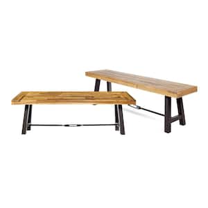 Jace 63 in. 2-Person Wood and Metal Outdoor Bench