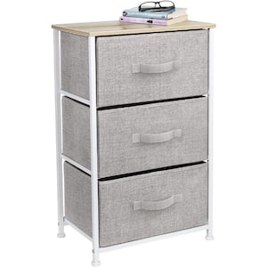 3 Drawers Beige Nightstand 28.75 in. H x 17.75 in. W x 11.87 in. D
