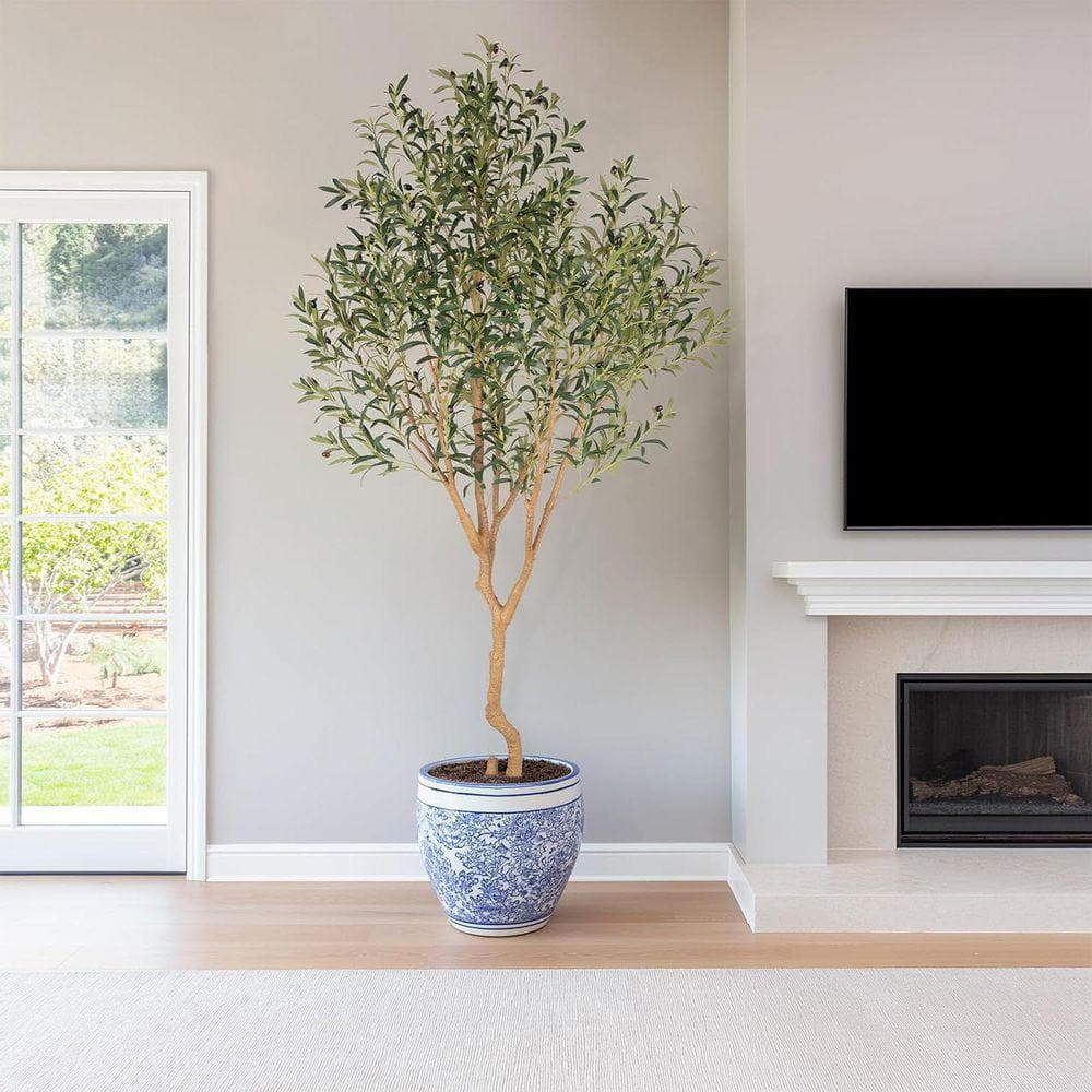 8 ft. Artificial Olive Tree in Black Pot Z0BWWQW98M - The Home Depot