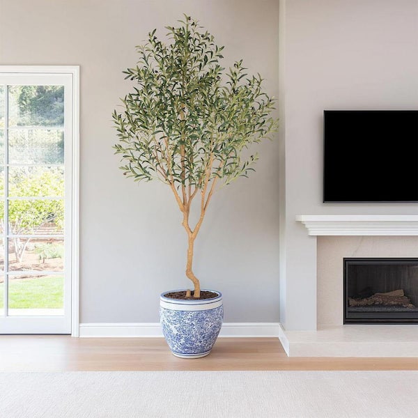 8 ft. Artificial Olive Tree in Black Pot Z0BWWQW98M - The Home Depot
