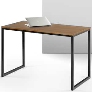 24 in. Rectangular Brown Writing Desk with Open Storage
