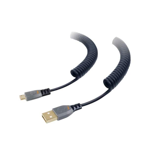 Tough Tested 10 ft. Durable Coiled Micro USB Cable
