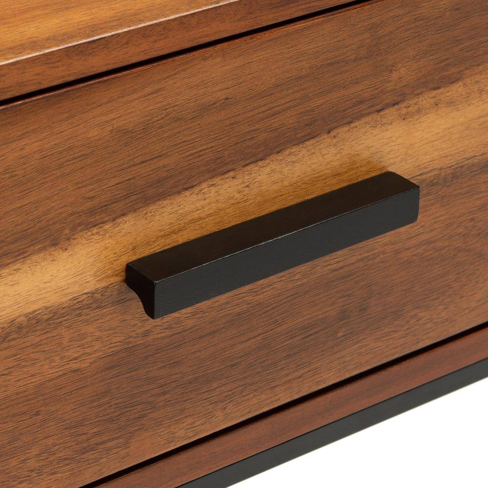 Marquise Brown Mahogany and Black Metal Console Table with Storage