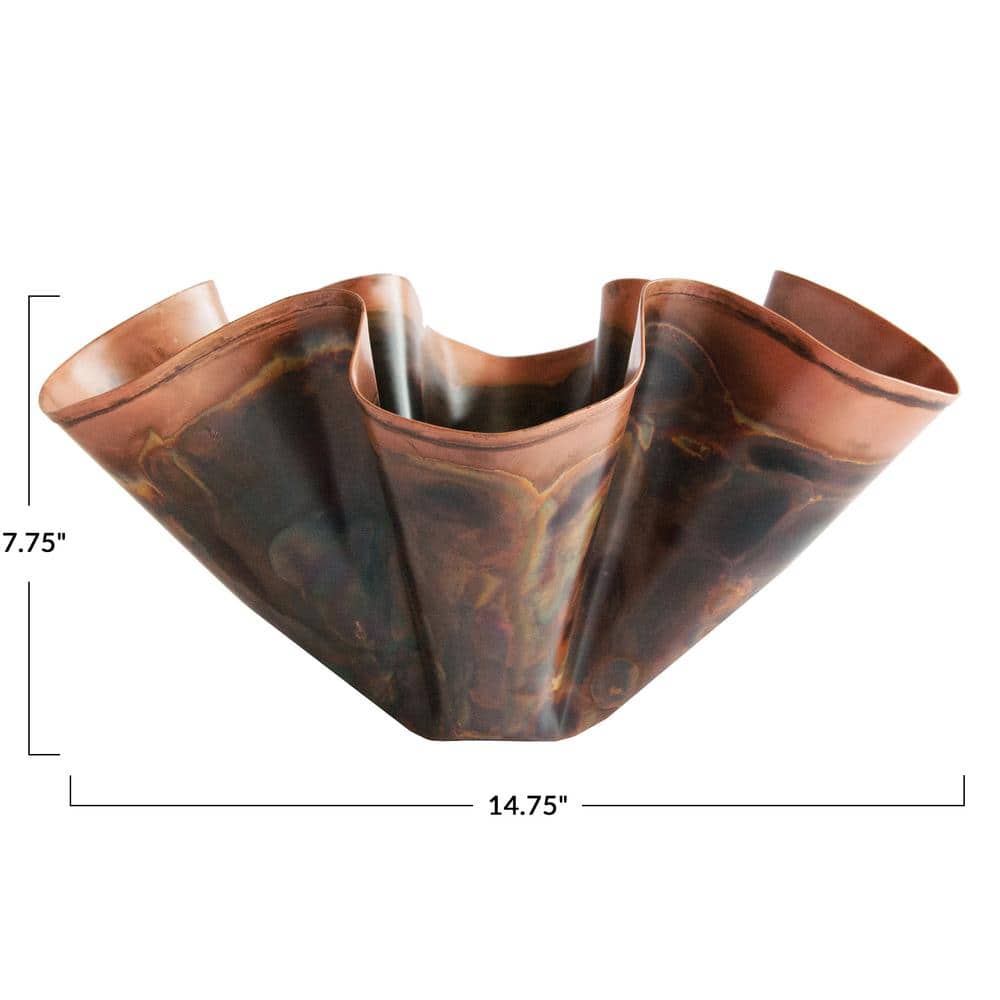 Oxidized Copper Metal Organic Shaped Planter Bowl