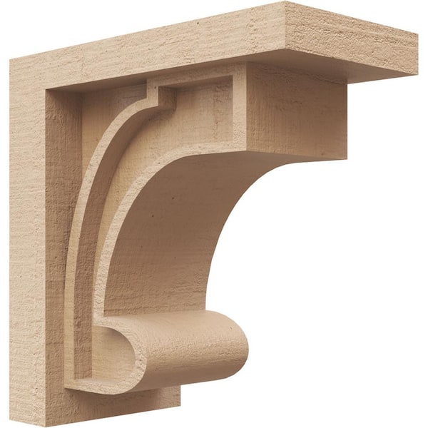 Ekena Millwork 4 in. x 8 in. x 8 in. Classic Alma Rough Cedar Woodgrain TimberThane Corbel, Primed Tan