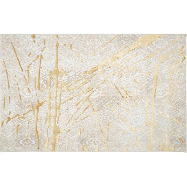 Amazing Rugs Shifra Abstract Gold 9 ft. x 12 ft. Area Rug