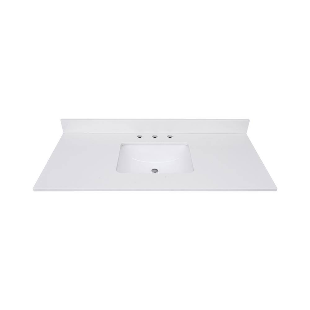 43'' Everest White Quartz Single Sink Bathroom Vanity Top