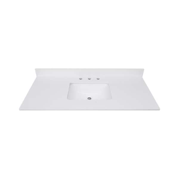 Avanity 43 in. W x 22 in. D Quartz White Rectangular Single Sink Bathroom Vanity Top in Everest White