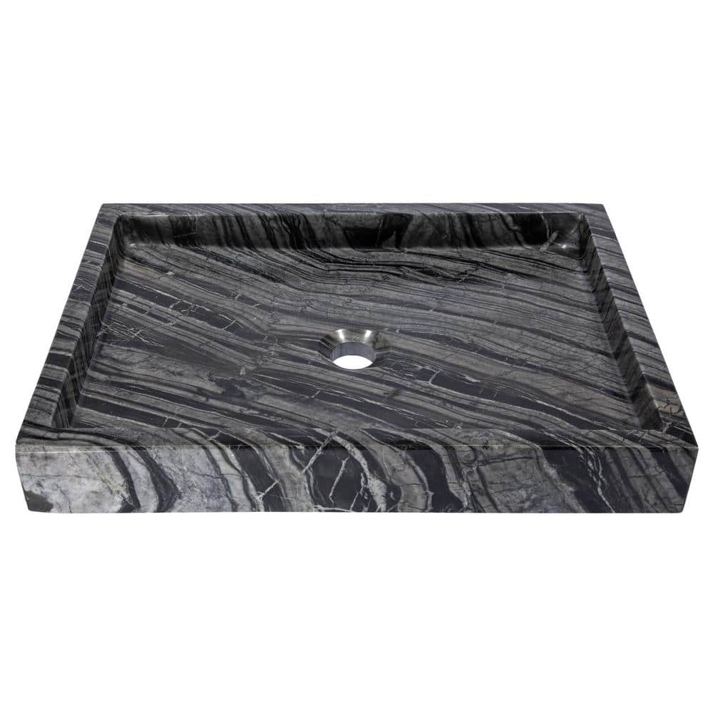 Charcoal Gray Stone Rectangular Vessel Bathroom Sink