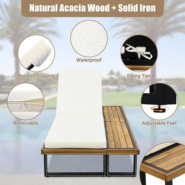 Metal Outdoor Chaise Lounge Chair with Adjustable Backrest, Patio