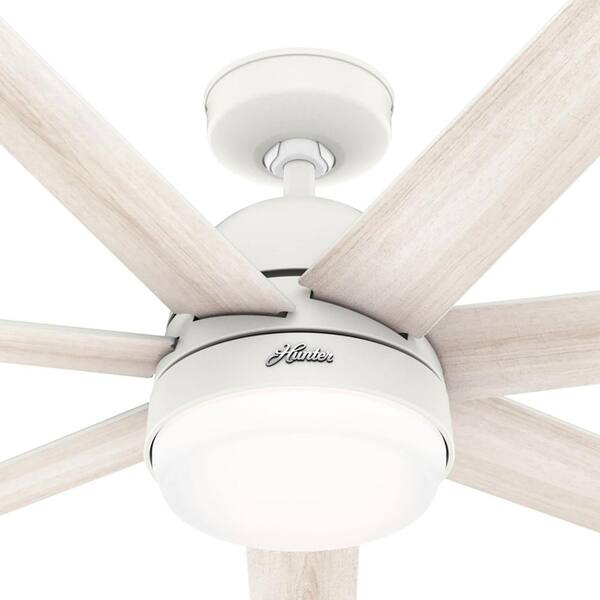 Hunter - Hunter 70 in. Phenomenon Wi-Fi ENERGY STAR Matte White Smart Ceiling Fan with LED Light Kit and Wall Control