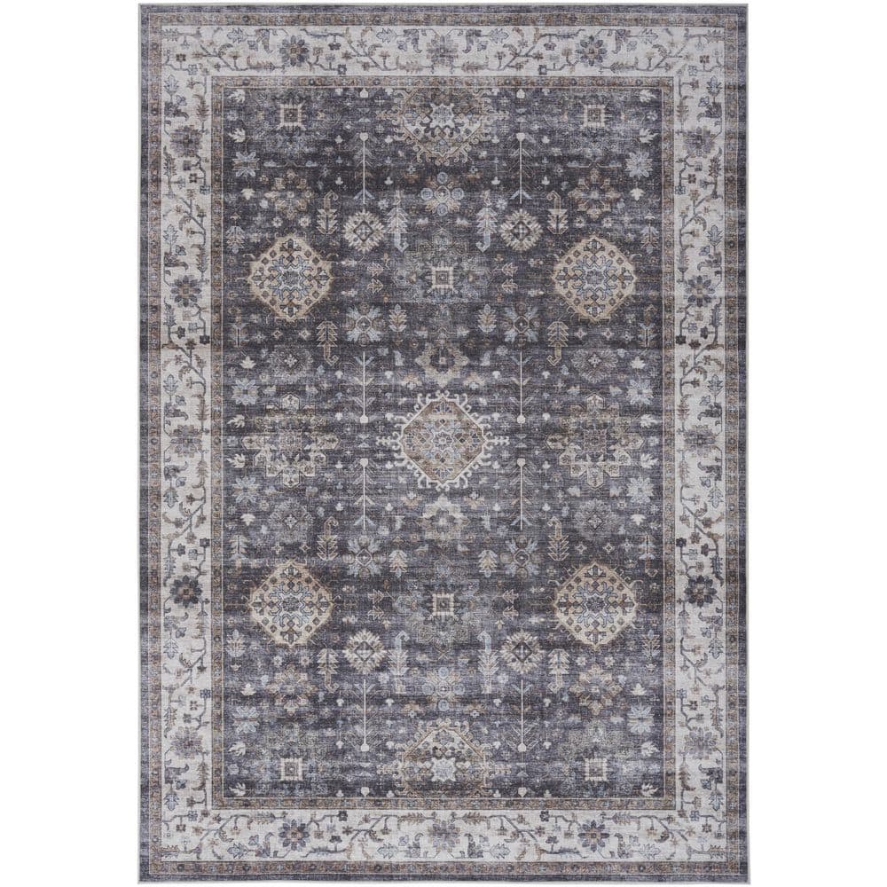 Nourison Fulton Charcoal 5 ft. x 7 ft. Vintage Persian Traditional Area