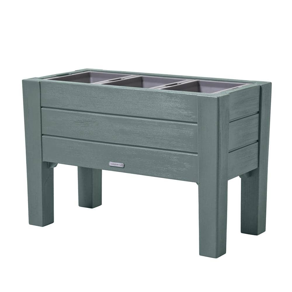 39 in. L x 26 in. H x 19.5 in. D Plastic Lakewood Raised Planter Sage Gray -  Step2, 536999