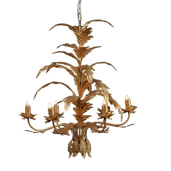 A & B Home Valerio 6-Light Antique Gold Chandelier 43463-DS - The