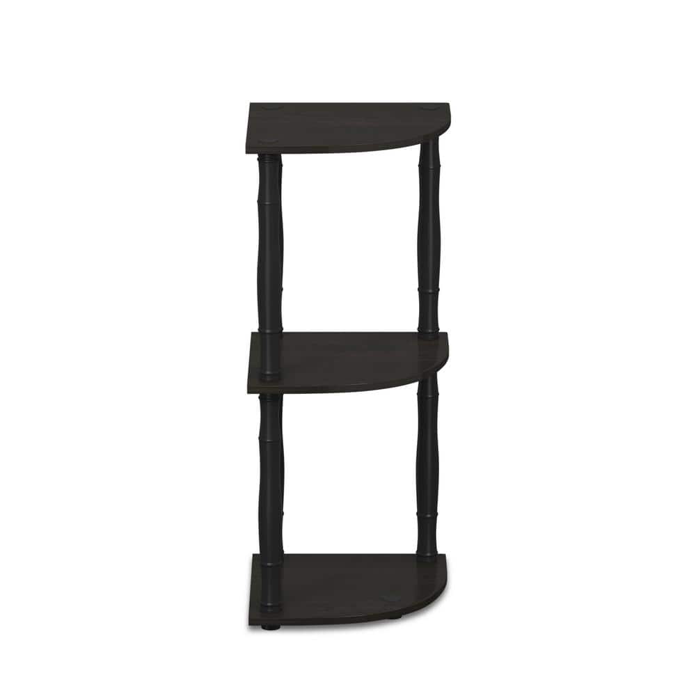 Espresso Laminated Wood 3-Tier Corner Shelving Unit